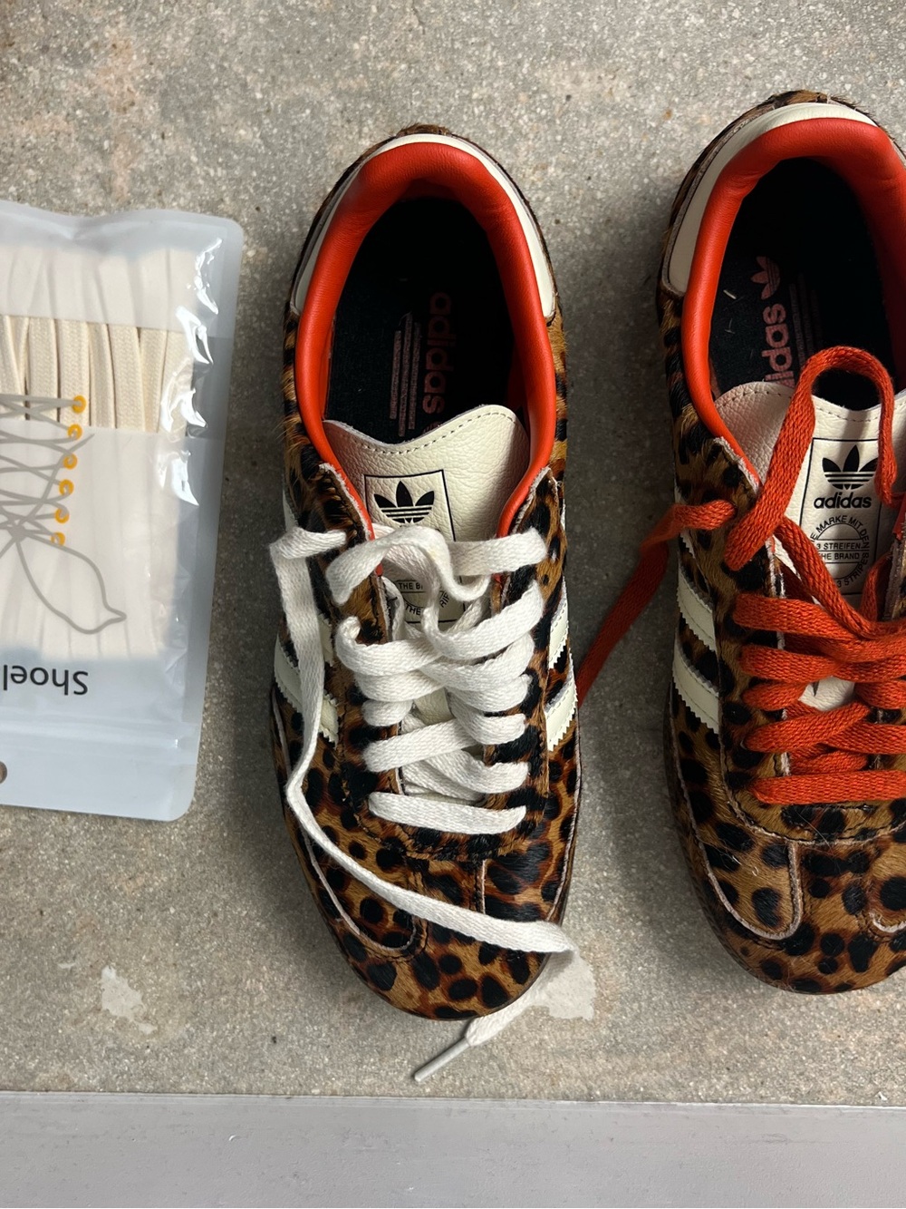 adidas Leopard Print Athletic Shoes with Red and White Laces - Picture 9 of 9